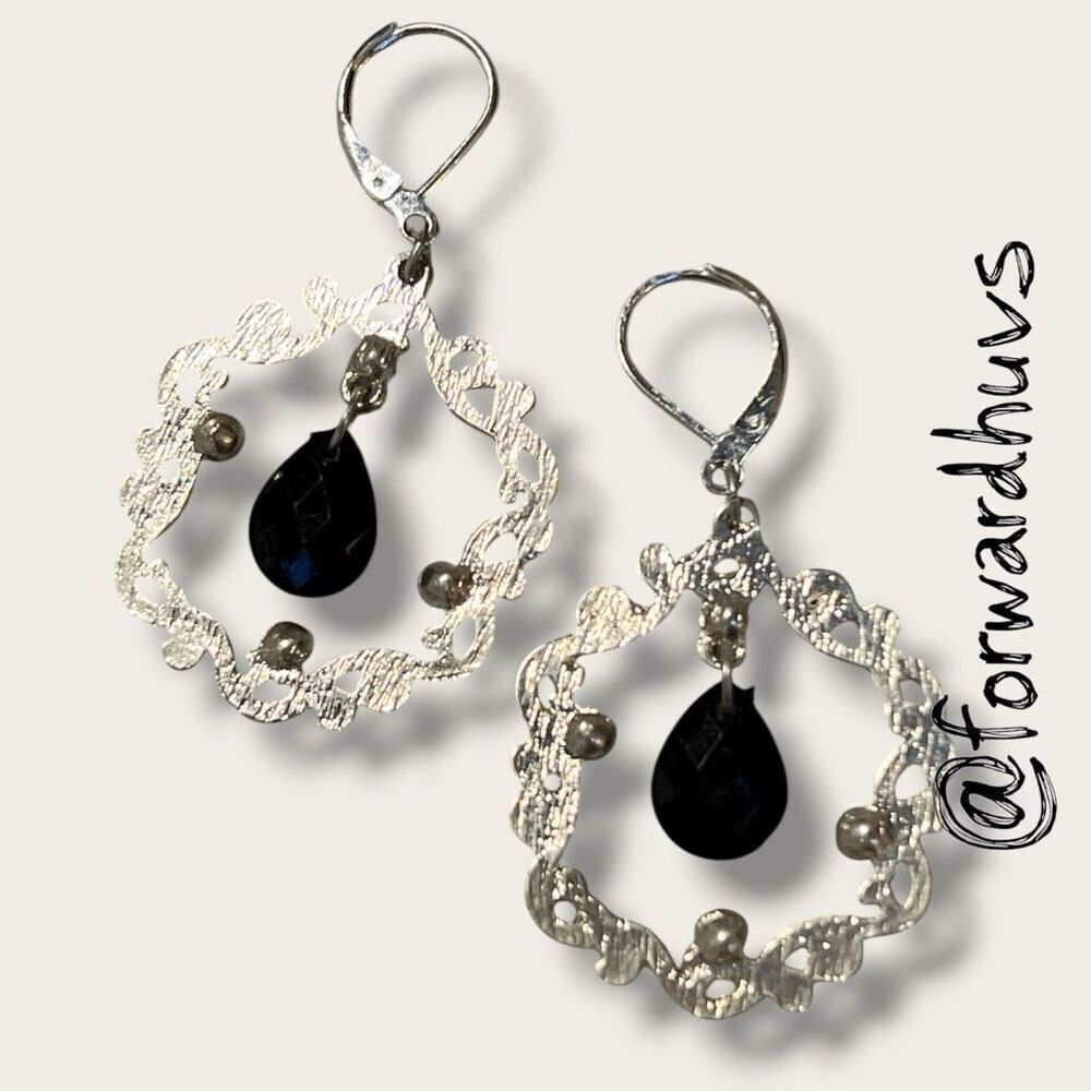 Bundle Sale 3 for $15 | Ornate Silver-Tone Teardrop Earrings